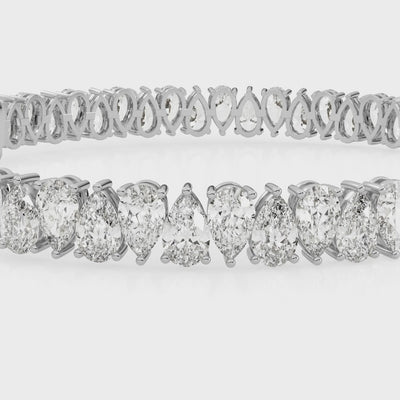 Classic Pear Shape Lab Grown Diamond Tennis Bracelet In 18K Gold 9.00 ct total weight