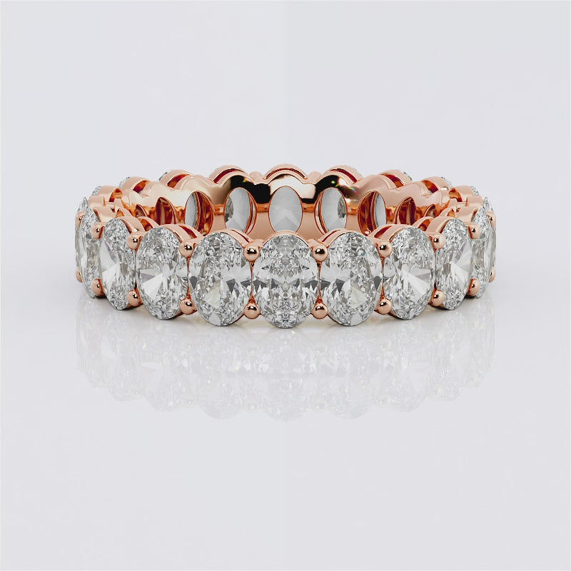 Eternity Band With Lab Grown Oval Diamonds In 18K White Gold