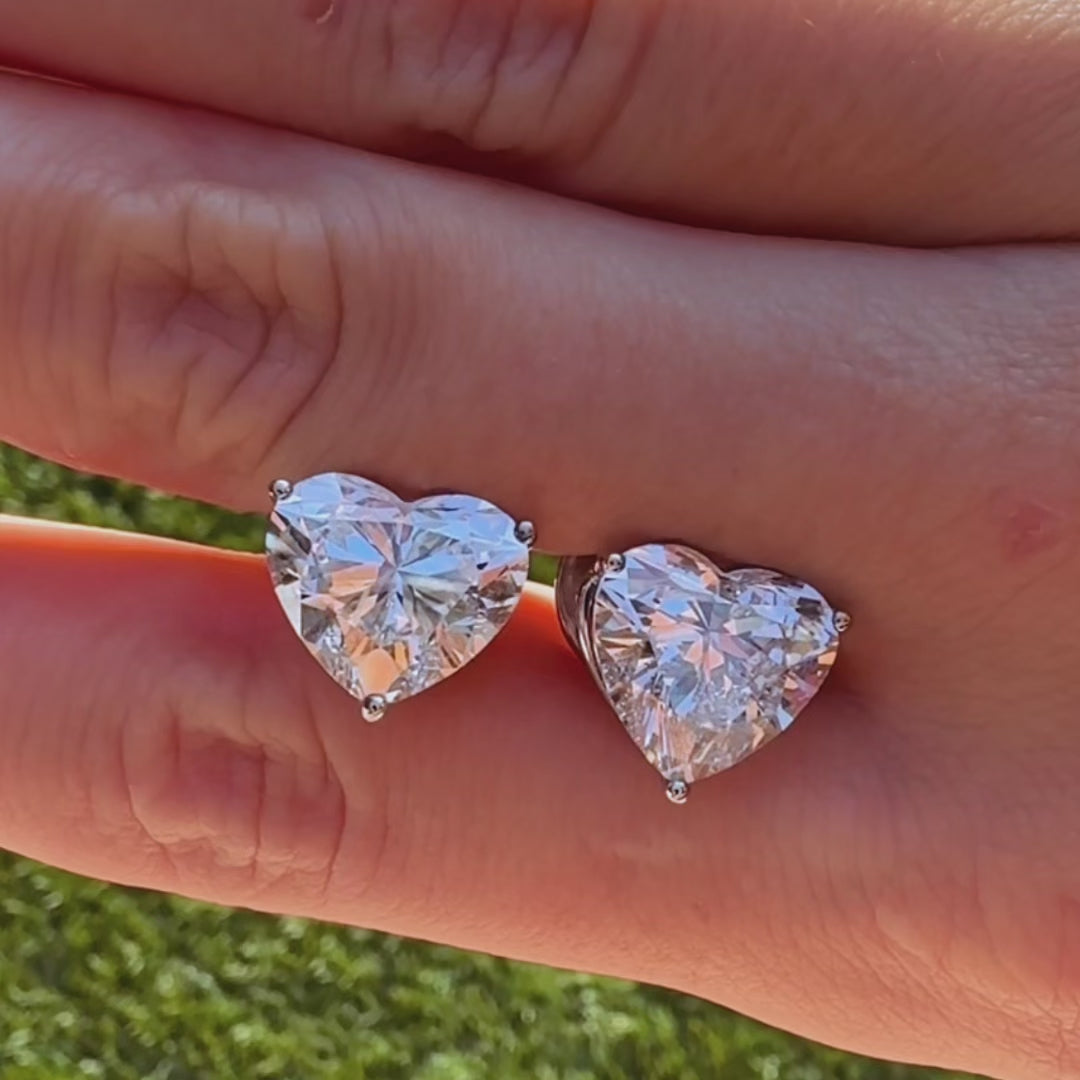 Heart-Shaped Lab-Grown Diamond Stud Earrings