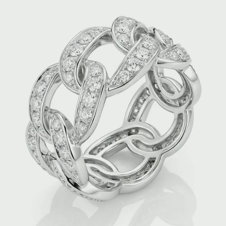 Rotation video of the lab-grown diamond curb chain ring