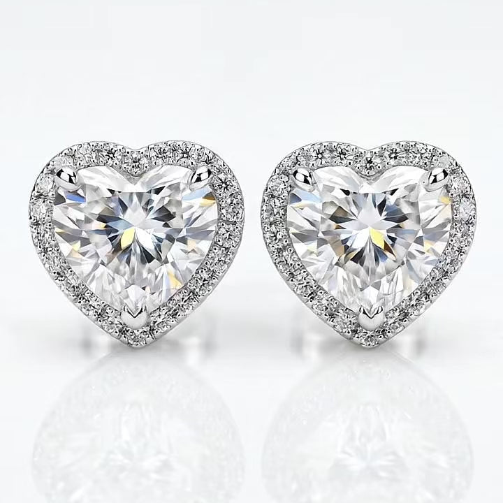 Heart-Shape Lab-Grown Diamond Halo Stud Earrings – 2.37 ct t.w.
