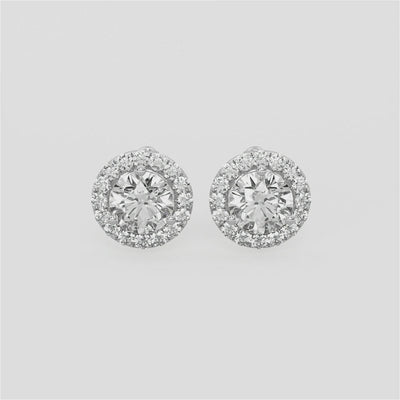 5 ct Total Weight Round Lab-Grown Halo Diamond Stud Earrings 18K Gold