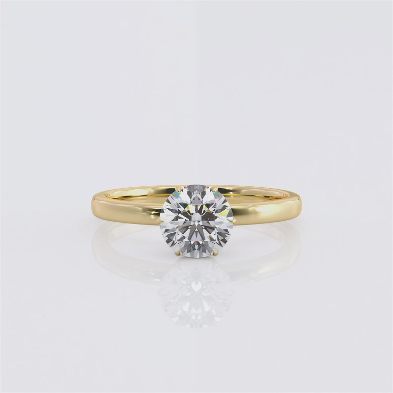 1-Carat Lab-Grown Round Diamond Solitaire Engagement Ring In 18K Gold