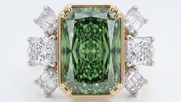 Azuri Fancy Vivid Green Radiant-Cut Lab-Grown Diamond Ring – 7 ct Statement Ring
