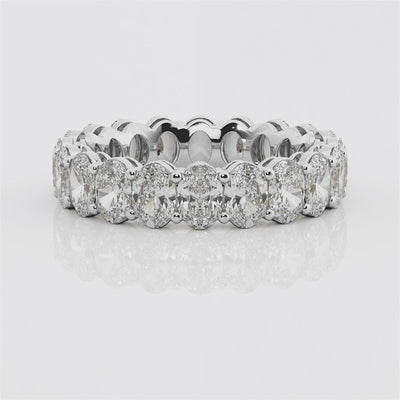 Eternity Band With Lab Grown Oval Diamonds In 18K White Gold