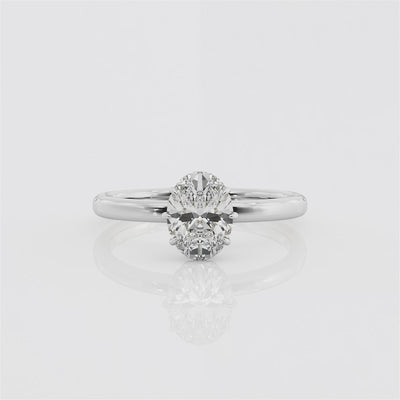 1-Carat Oval-Cut Lab-Diamond Engagement Ring  with Hidden Diamond Halo In 18K White Gold