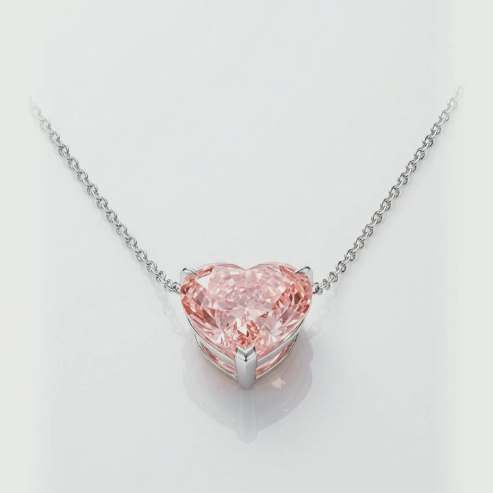 Shimmer video of the Fancy Vivid Pink heart lab-grown diamond pendant