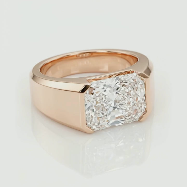 Rotation video of the unisex radiant-cut lab-grown diamond bezel ring