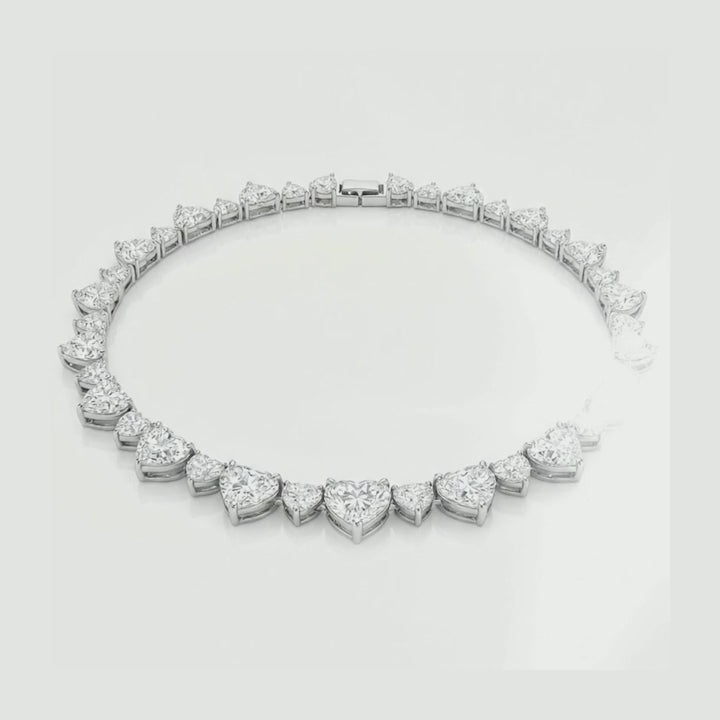 Shimmer video of the heart-shaped lab-grown diamond riviera necklace
