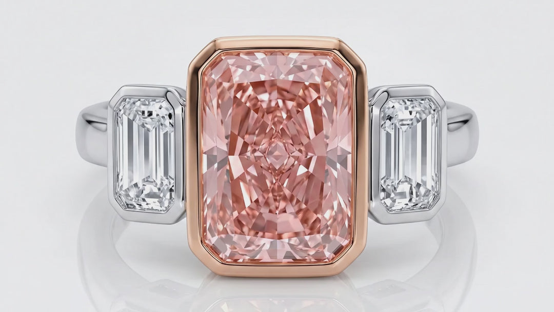 Azuri Fancy Vivid Pink Radiant-Cut Three-Stone Lab-Grown Diamond Ring – 3 ct