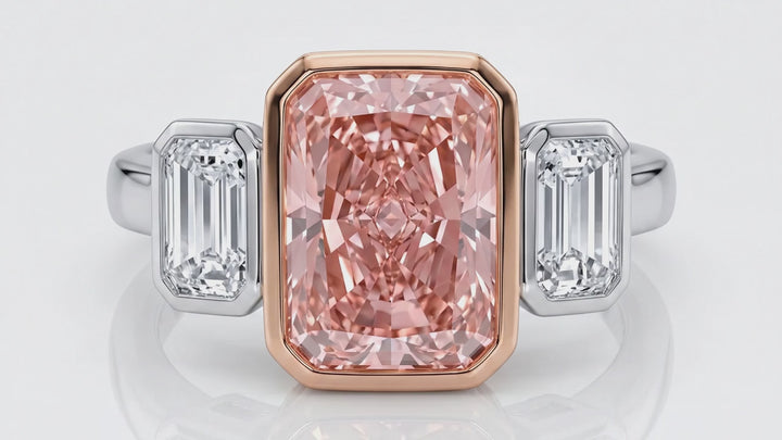 Azuri Fancy Vivid Pink Radiant-Cut Three-Stone Lab-Grown Diamond Ring – 3 ct