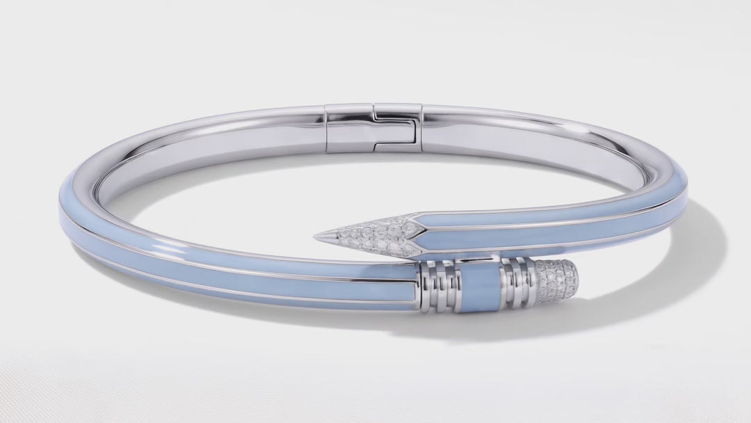 Paris X TZURI Blue Enamel Travel Bracelet — White Gold-Plated Silver &amp; Lab-Grown Diamonds