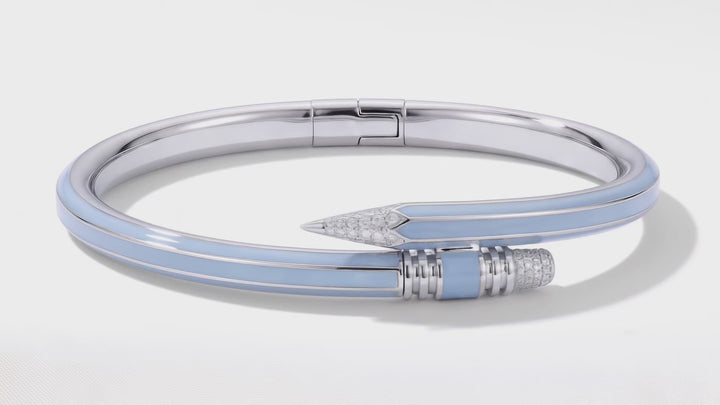 Paris X TZURI Blue Enamel Travel Bracelet — White Gold-Plated Silver &amp; Lab-Grown Diamonds