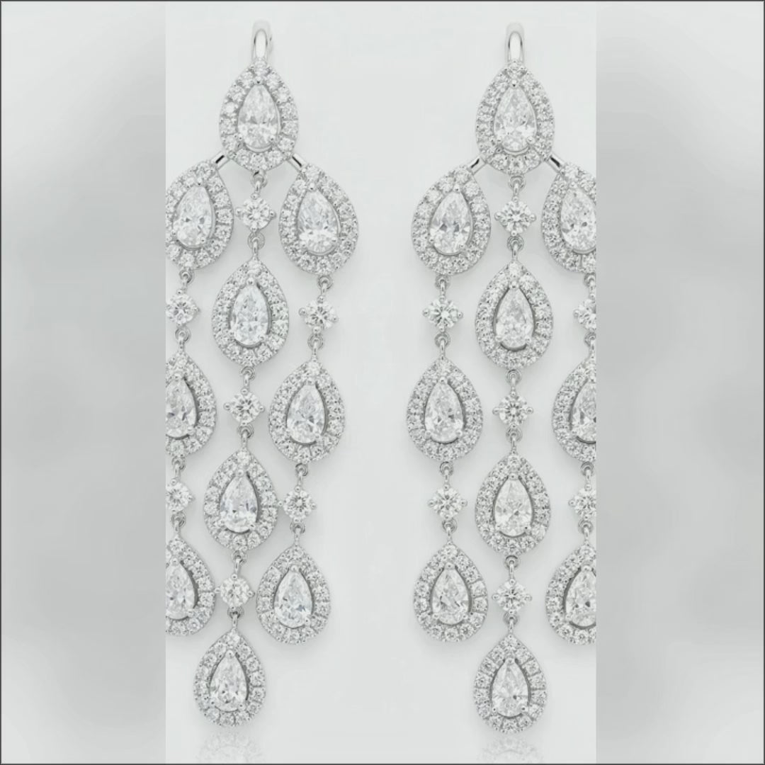 Azuri "Waterfall" Lab-Grown Diamond Chandelier Earrings – 10 ct t.w., 14K White Gold