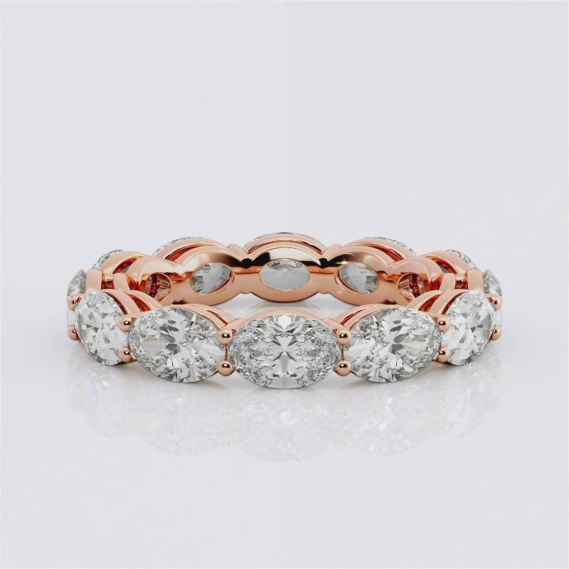 Eternity Band With Horizontal Set of Lab Grown Oval Diamonds In 18K Gold