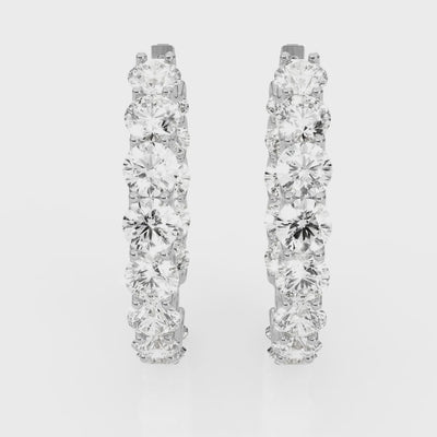 Medium Lab Grown Diamond Huggie Hoop Earrings 18K Gold