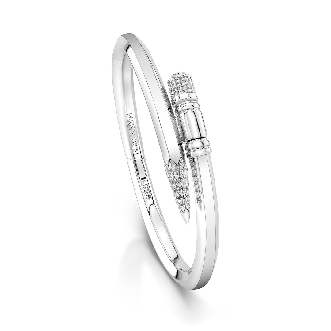 Paris X TZURI Travel Collection bracelet in white gold-plated sterling silver with cubic zirconia