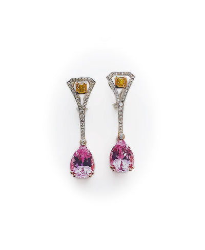 "Rosy drops" pink kunzite long earrings