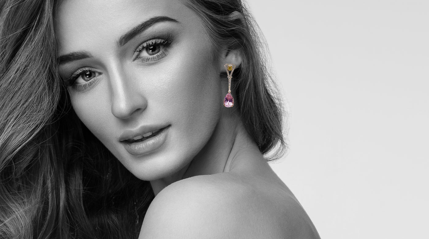 "Rosy drops" pink kunzite long earrings