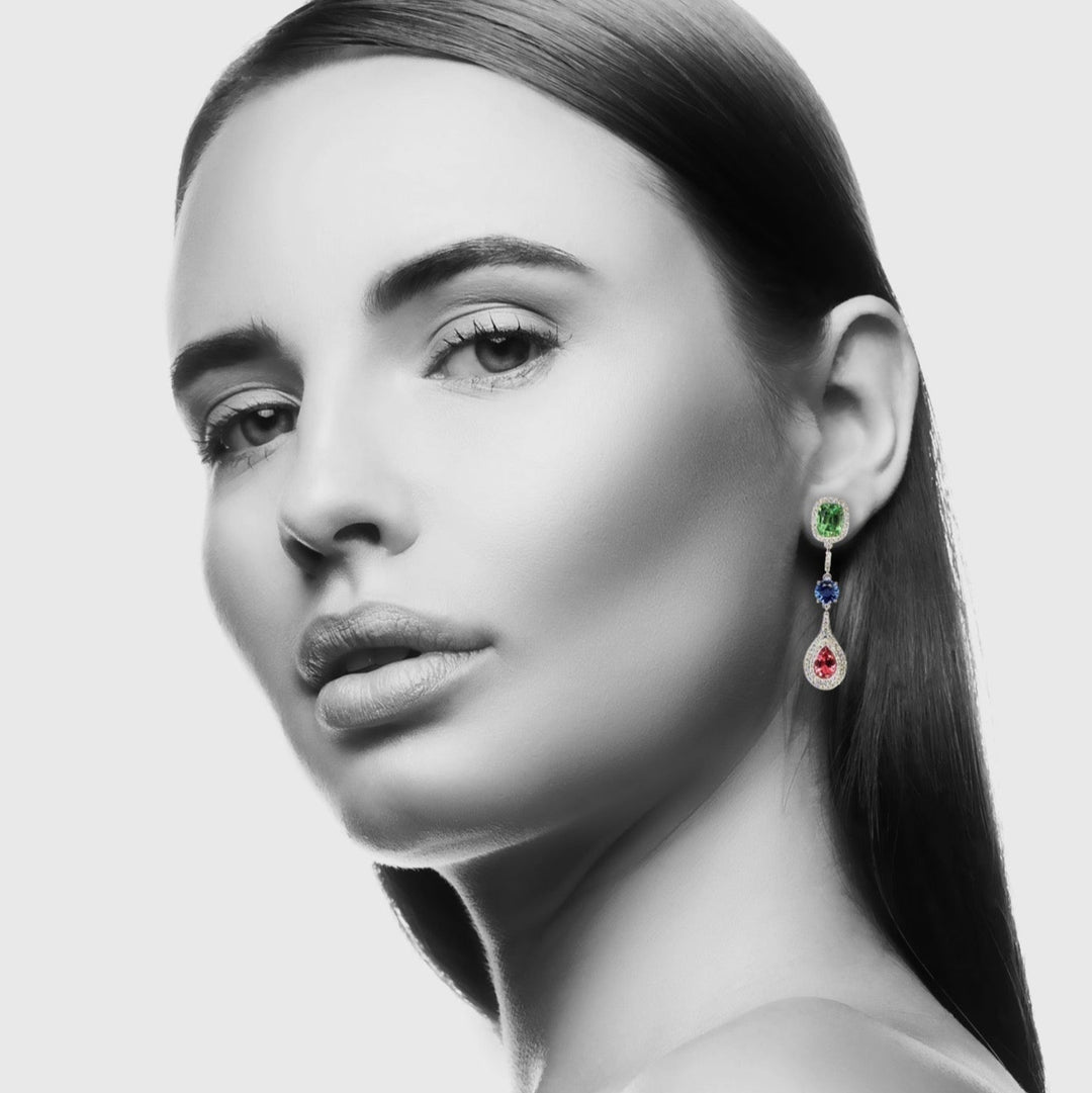 "Celebration" multicolor gem-stone earrings - Surround Art & Diamonds Jewelry by Surround Art & Diamonds