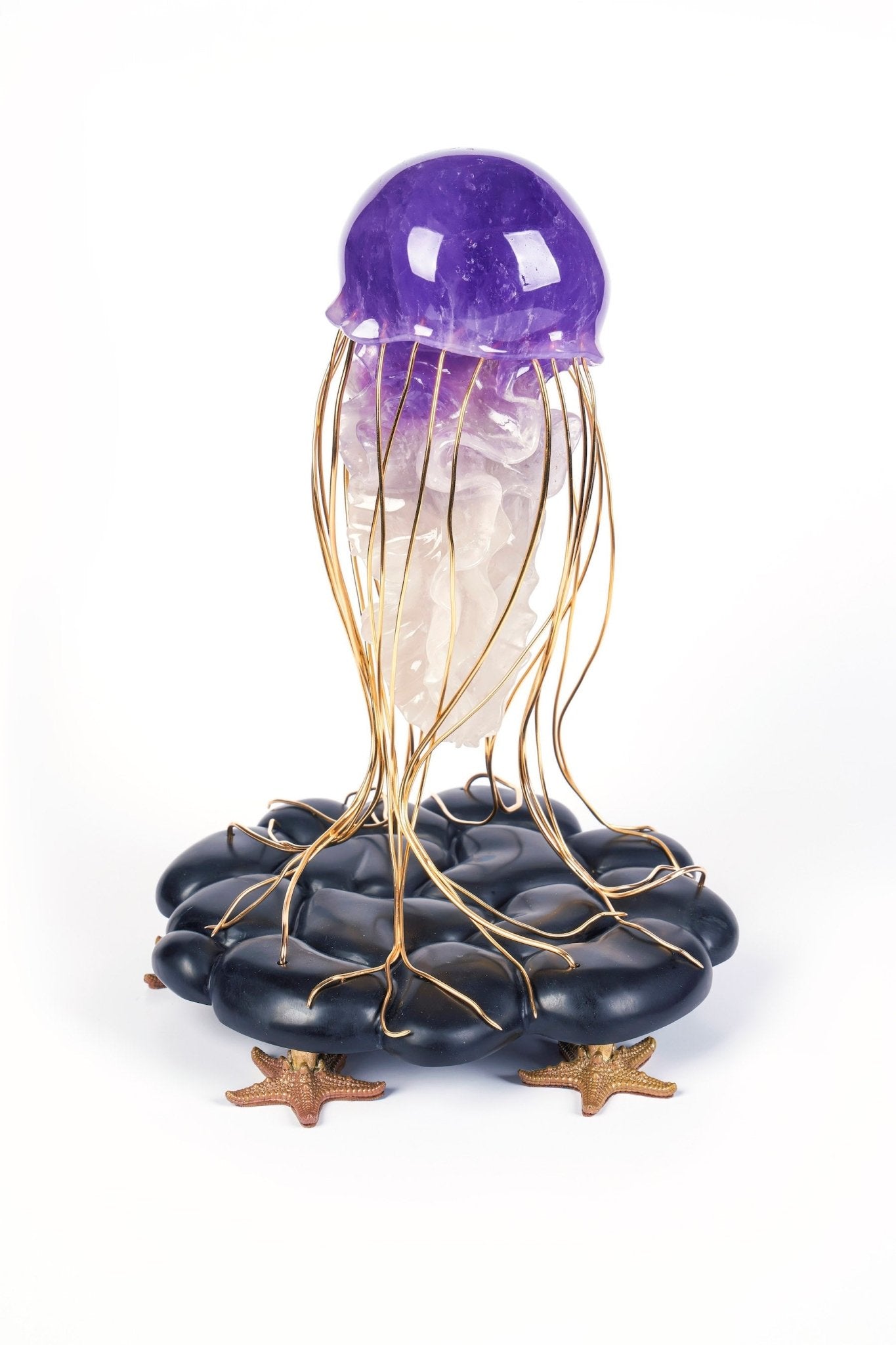 Fine Art Ametrine sculpture "Jellyfish" - Surround Art & Diamonds Sculpture by L'Aquart