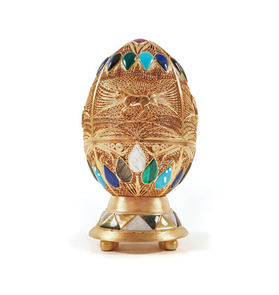 Fine Art "Surprise Egg" Carrousel Music Box - Surround Art & Diamonds Sculpture by L'Aquart