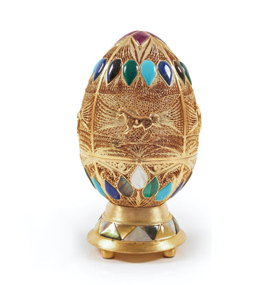 Fine Art "Surprise Egg" Carrousel Music Box - Surround Art & Diamonds Sculpture by L'Aquart