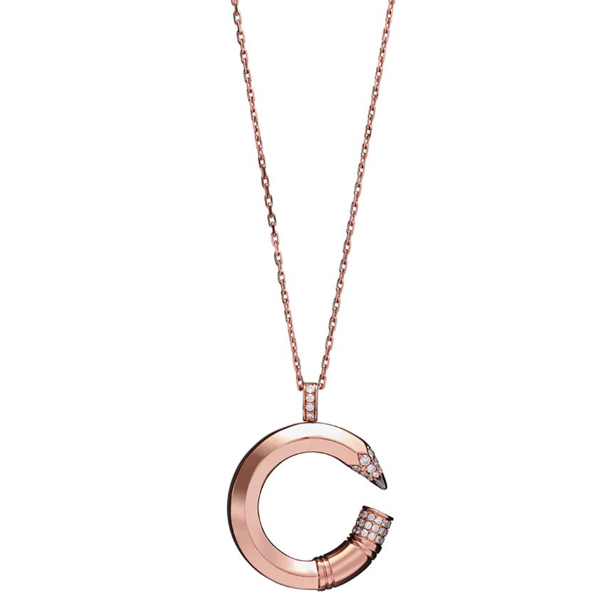 Gold C Necklace Medium - Surround Art & Diamonds Jewelry by TZURI