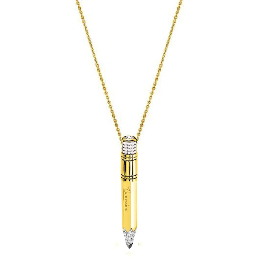 Gold Vertical Necklace Large - Surround Art & Diamonds Jewelry by TZURI