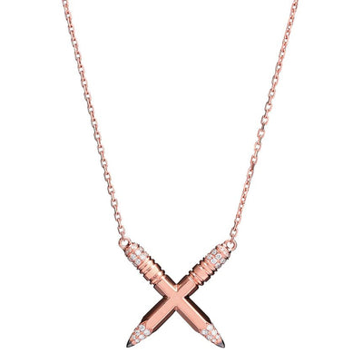 Gold X Necklace - Surround Art & Diamonds Jewelry by TZURI