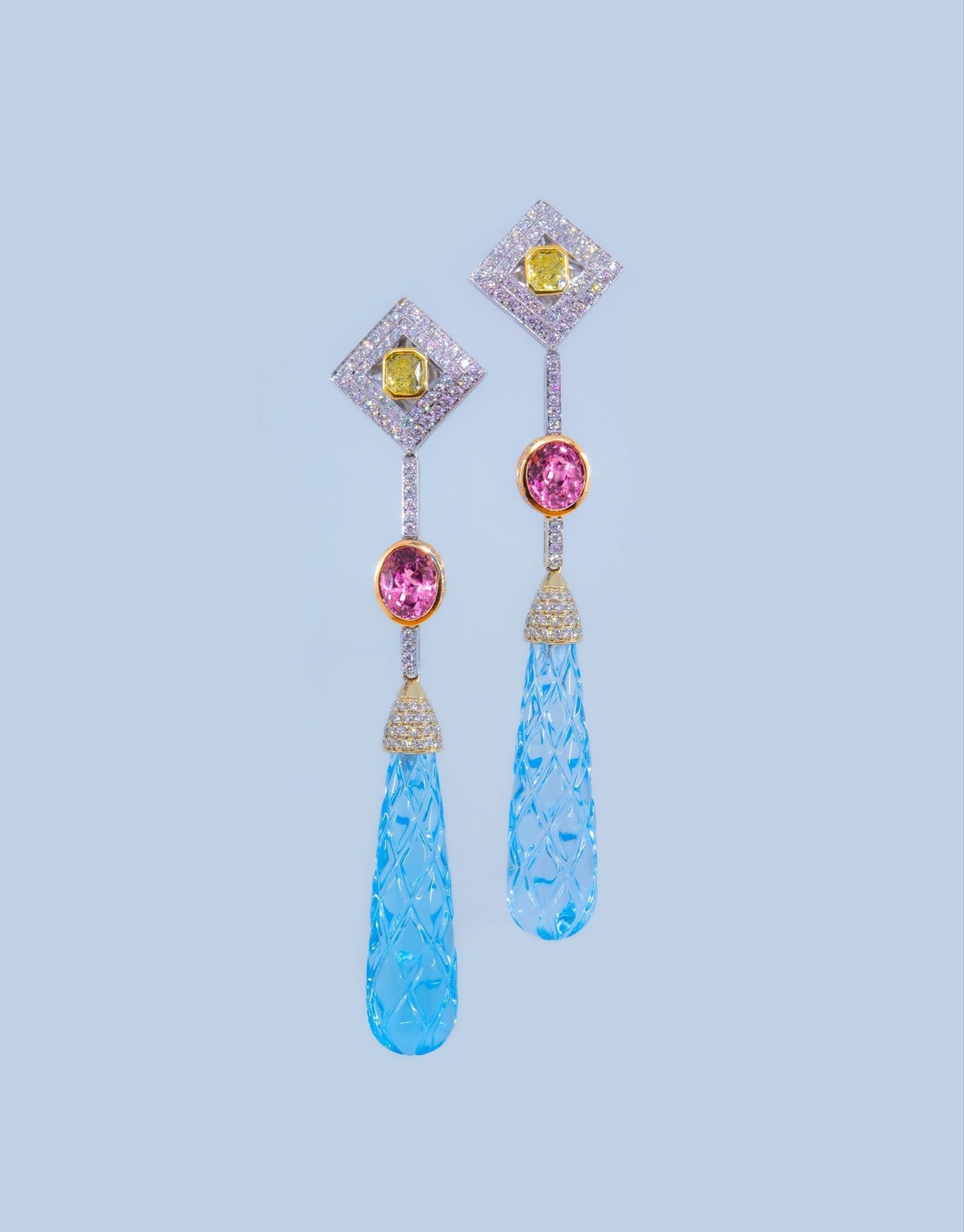 Multicolor gem-stone earrings "Waterfall" - Surround Art & Diamonds Jewelry by Surround Art & Diamonds