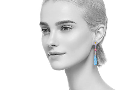 Multicolor gem-stone earrings "Waterfall" - Surround Art & Diamonds Jewelry by Surround Art & Diamonds