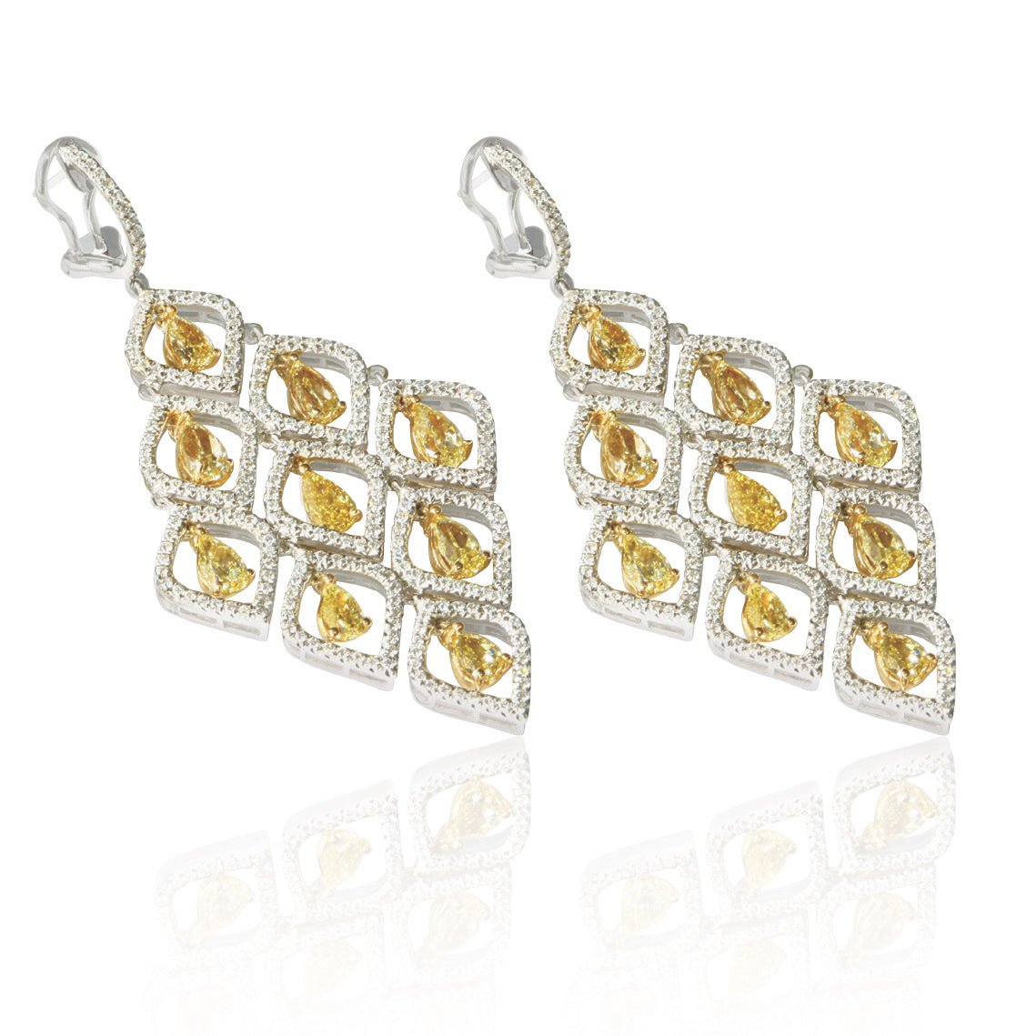 "Royal Champagne" yellow diamonds' chandelier earrings - Surround Art & Diamonds Jewelry by Surround Art & Diamonds