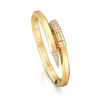 "Signature" Gold Large Expression Bracelet - Surround Art & Diamonds Jewelry by TZURI