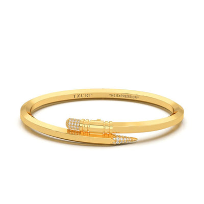 "Signature" Gold Small Expression Bracelet - Surround Art & Diamonds Jewelry by TZURI