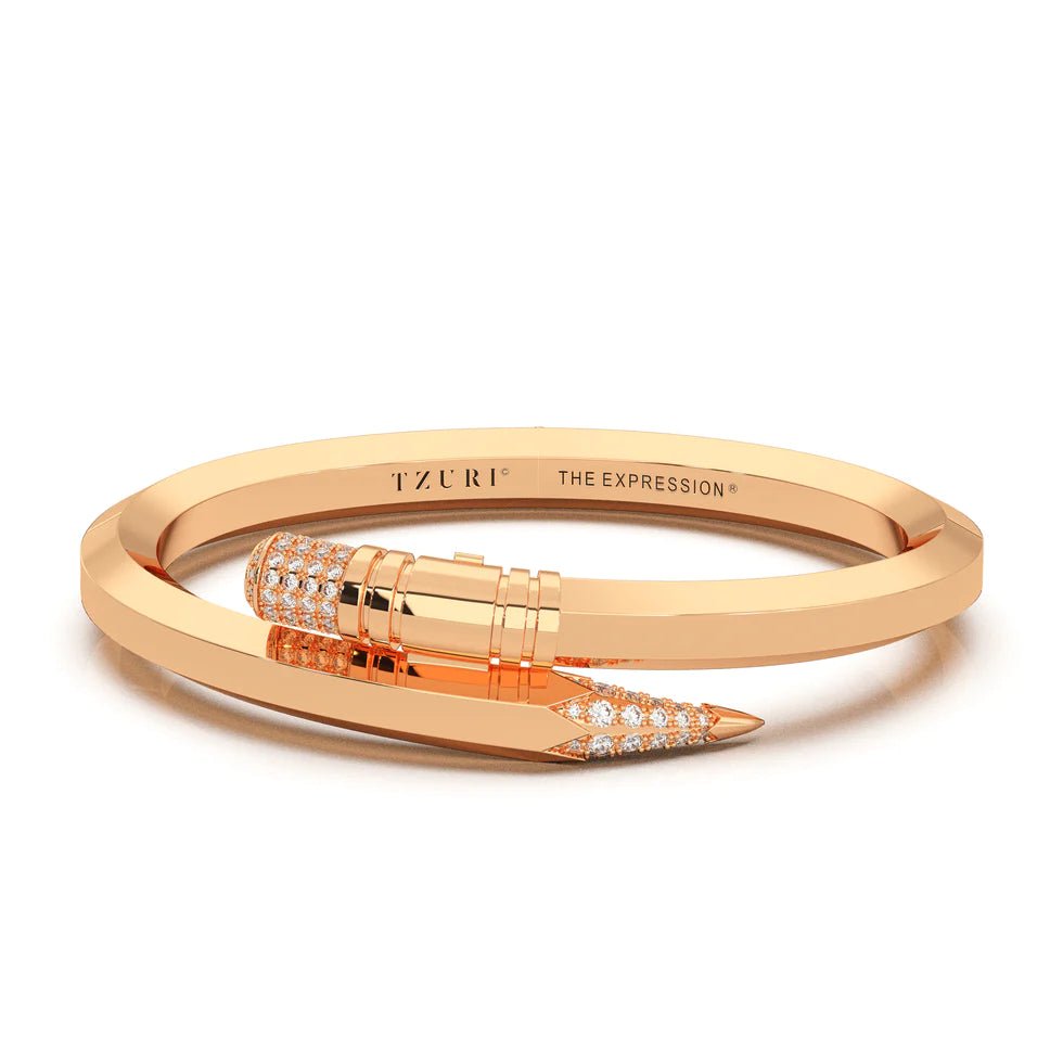 "Signature" Rose Gold Large Expression Bracelet - Surround Art & Diamonds Jewelry by TZURI