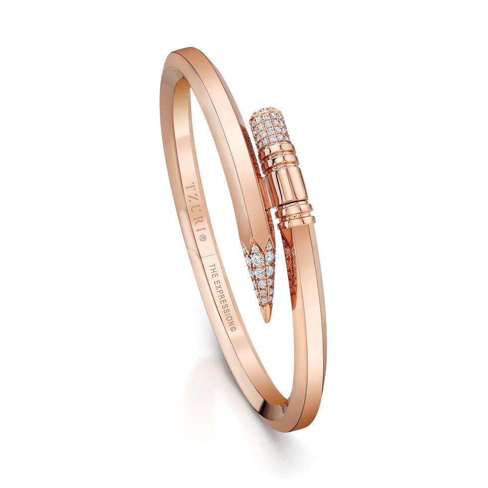 "Signature" Rose Gold Medium Expression Bracelet - Surround Art & Diamonds Jewelry by TZURI