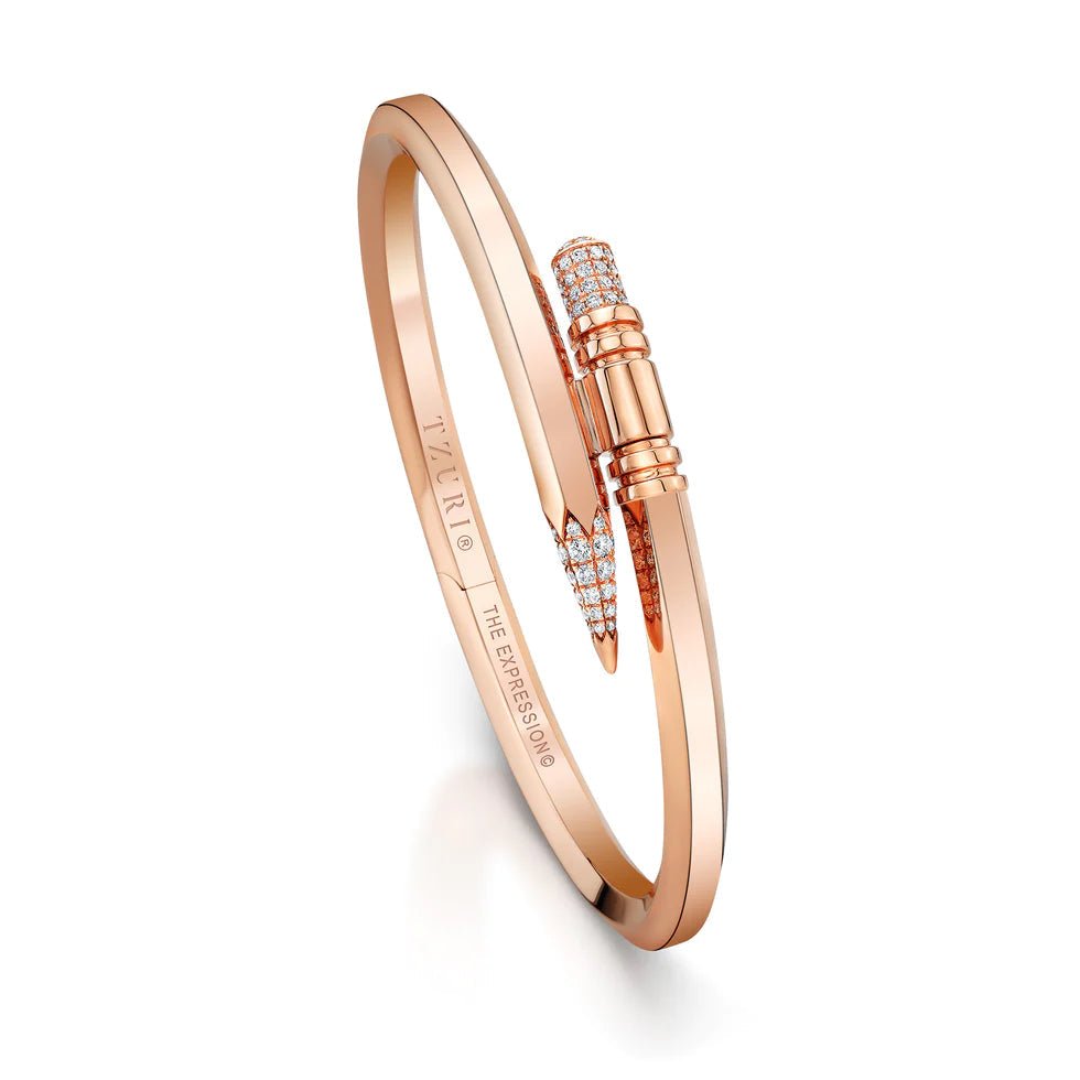 "Signature" Rose Gold Small Expression Bracelet - Surround Art & Diamonds Jewelry by TZURI