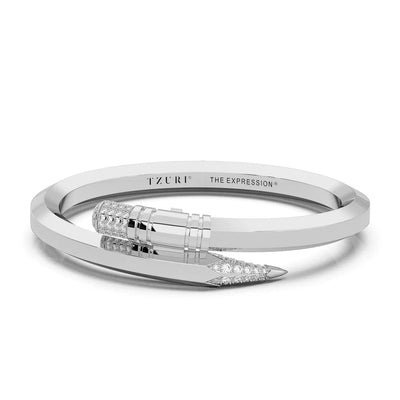 "Signature" White Gold Large Expression Bracelet - Surround Art & Diamonds Jewelry by TZURI